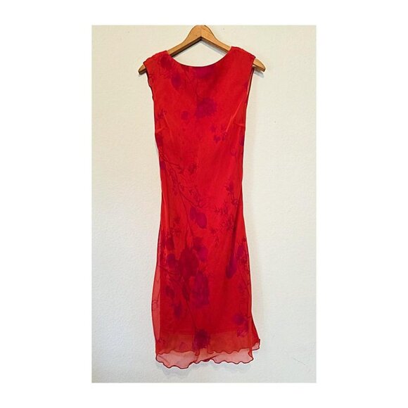 Dresses & Skirts - 🔥 Vintage La Belle Red Sheer Floral Slip Dress – Made in USA 🔥